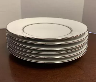 Noritake Japan 6527 Galaxy Vintage China Platinum Bands: SET OF 6 SALAD PLATES • $30