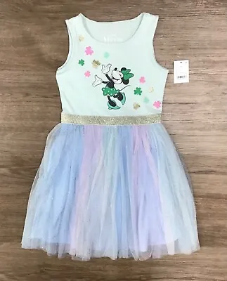 Girls' Disney Minnie Mouse St. Patrick's Clover & Rainbow T-Shirt Tutu Dress • $24.99