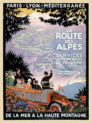 1920s  La Route Des Alpes  Vintage Style French Travel Poster - 24x32 • $24.95