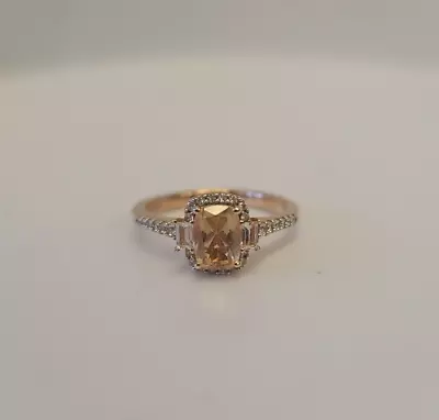 14k Gold Over Silver Sim Morganite & Lab-Created White Sapphire Ring  - Size 7 • $9.99