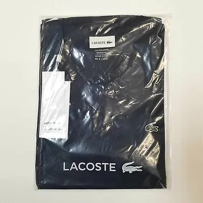 $37 • Buy *NEW* 2023 Men Lacoste V-Neck Pima Cotton Jersey T-shirts Navy (TH6710 166)