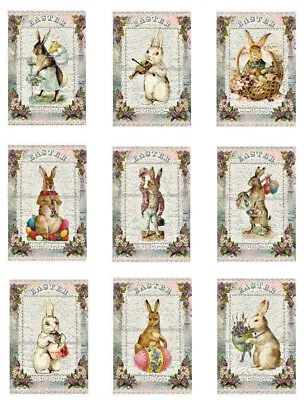 Vintage Easter Rabbits A MULTI-SIZE SET Cotton Fabric Quilt Blocks • $13.50