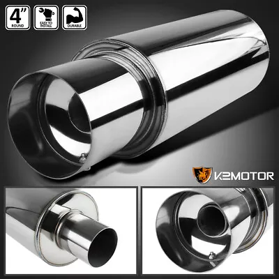 4  Flat Tip N1 Style [Loud&Deep] Stainless Steel Muffler Exhaust W/ Silencer +Hp • $35.38