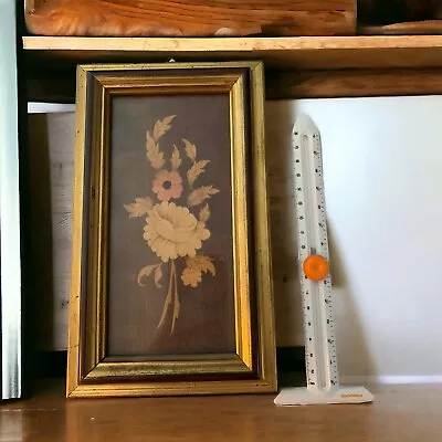 Lovely Framed Marquetry Panel- Wooden Mosaic- Vintage French  • $10