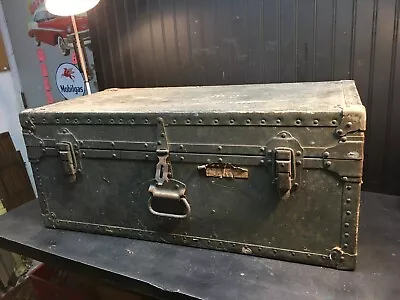 Vintage Military  Wooden Storage Trunk Foot Locker Steam Chest 31 X13 X17in • $212.50