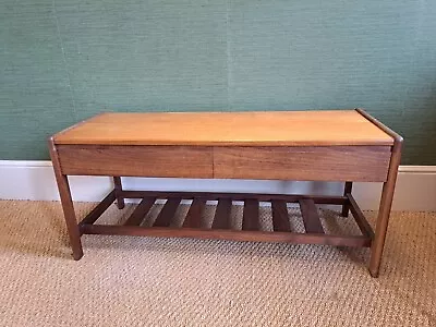 Scandinavian Coffee Table Mid Century Modern Shelf Vintage Storage Drawer • £40