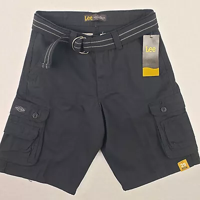 Mens LEE Black Cargo Shorts Size 29 With Belt Lots Of Pockets NWT • $14