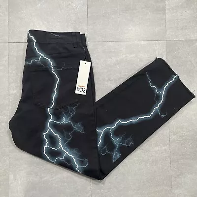 Culture Kings Mens Lightning All Over Print Jeans Loiter Brand NWT Size 34 Black • $20
