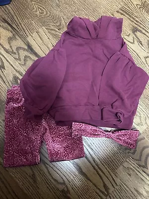 Toddler Girl Velour Leggings W Matching Hoodie & Headband Sz 4 From Gymboree EUC • $4.99