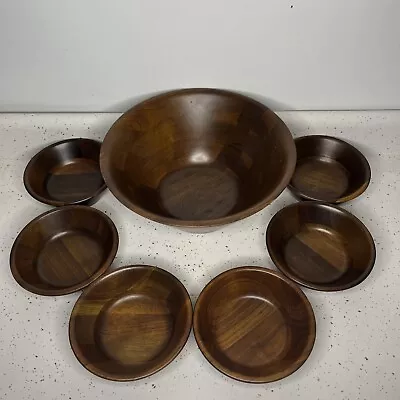 Burl Walnut Billings Missouri Mixing Bowl With 6 Serving Bowls Set • $49.99