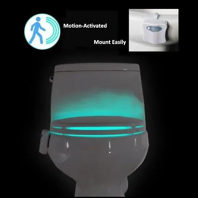 1 PC Toilet Night Light 16 Color LED Motion Activated Sensor Bathroom Use 241296 • $5.19