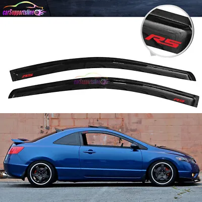 Fits 06-11 Honda Civic 2DR Coupe Window Visor Deflector Vent Guard W/ Red RS • $46.99