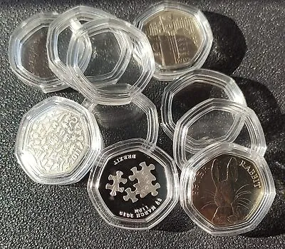 50p Coin Capsules Direct Fit Clear Cases For 50 Pence Uk Stock • £1.80