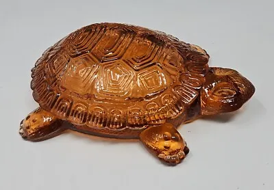 VTG Amber Orange Depression Glass Turtle Lidded Trinket Dish  Matchbox W/Strike • $59