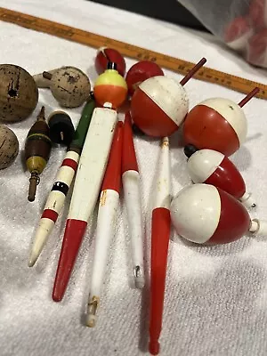 Vintage Fishing Bobbers Floats Corks Plastic Cork & Wood • $9.95