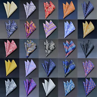 50 Colors Men Pocket Square   Paisley Handkerchief Floral Hanky Wedding Party • £2.35