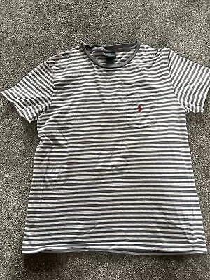 Polo Ralph Lauren T Shirt Men Small Crew S/S Blue White Stripe Pocket Logo Cotto • £7.99