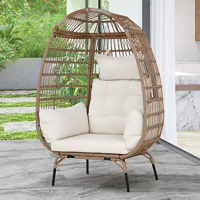 Patio Wicker Egg Chair Indoor Outdoor Rattan Lounge Chair Patio Reading Chair  • $180.99