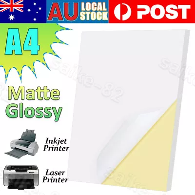 A4 Self Adhesive Sticker Paper Sheet Label Laser Inkjet Print Matte Glossy White • $16.83