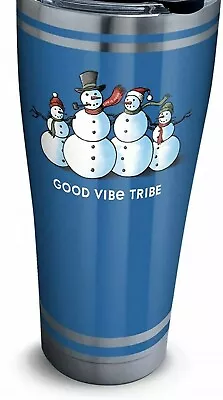 Tervis Tumbler Life Is Good Vibe Tribe Xmas 30Oz Stainless 4 Snowmen NEW W Lid • $39.89