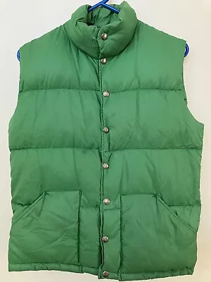 Vintage The North Face Down Insulated Puffer Vest Green Button Up Mens Small  • $89.99