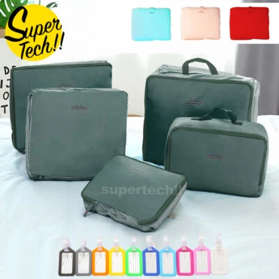 $2.95 • Buy 5Pcs Packing Cubes Travel Pouches Luggage Organiser Clothes Suitcase Storage Bag