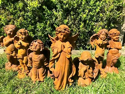 Cast Iron Angel Cherub Fairy Ornament Statue - Antique Garden Feature  • £54