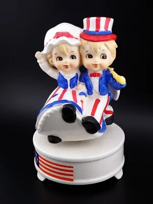 Vintage Fourth Of July 4th Lefton Patriotic Music Box Plays Yankee Doodle Dandy • $75