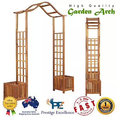 Wooden Garden Arch Planter Outdoor Plant Pot Box Arbor Arch Solid Acacia Timber • $306.16