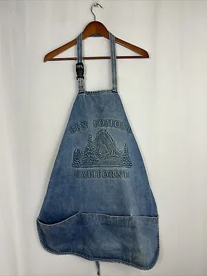 Ben Lomond California Vintage Denim Apron Blue Embossed Mountains Adjustable  • $35