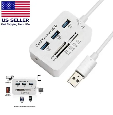 Aluminum 3 Port USB 3.0 Hub MS SD M2 TF Multi-In-1 Memory Card Reader Adapter US • $10.95