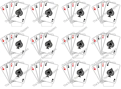 Playing Cards Poker Vegas Aces Edible Stand Up Rice Paper Cake Cupcake Toppers • £2.09