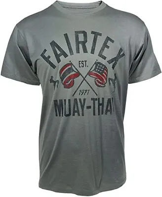 Fairtex Mens Women Kids Shirt Muay Thai MMA Flag T-Shirt Asphalt (Large) • $22