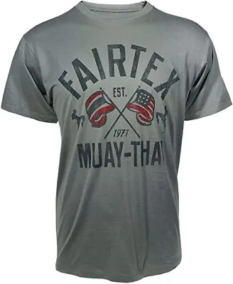 Fairtex Mens Women Kids Shirt Muay Thai MMA Flag T-Shirt Asphalt (Medium) • $22