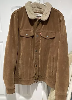 Levi's Suede Trucker Jacket With Sherpa Lining - L • $40