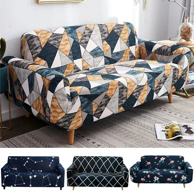 $11.99 • Buy Stretch Sofa Covers Printed Spandex Couch Chair Loveseat Slipcover Protector