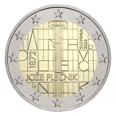 Slovenia 2022 Architect  Jože Plečnik 2 Euro Coin. UNC From Bank Roll. • $5