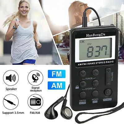 Mini Pocket FM/AM Radio Digital Rechargeable Walkman Sporting Jogging Radio R8H0 • $12.99