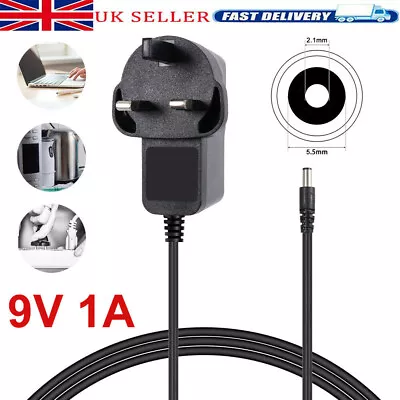 9v Power Supply UK 9v Adaptor 9v Charger 9 Volt Power Supply UK 9V 1A AC/DC PLUG • £4.59