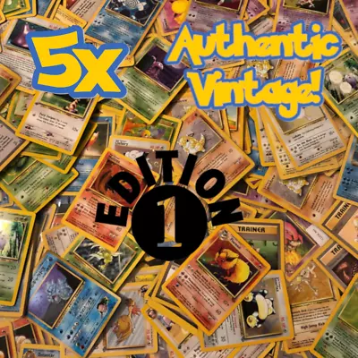 $19.95 • Buy ⭐ 5x POKEMON 1ST EDITION CARDS + BONUS ⭐ Authentic Vintage! 🏅 WOTC 1999 🌿💧🔥