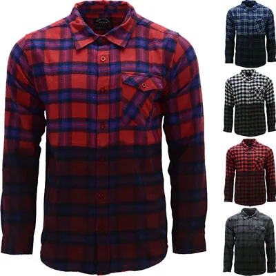 Mens Flannel Check Shirts Cotton Long Sleeve Soft Lumberjack Casual Work Shirt • £9.99
