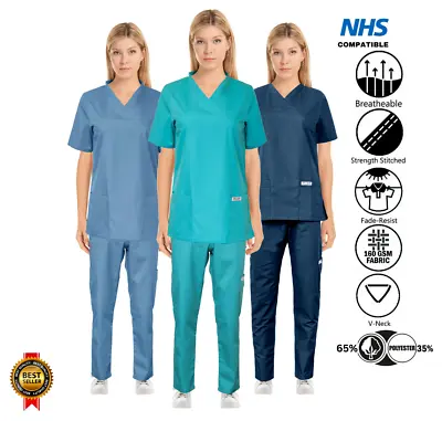 MediLap® Ladies Medical Scrub Uniform TUNIC TROUSER Doctors Nurses Hospital Suit • £19.95