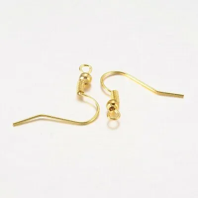 100psc Earring Hooks Ear Wire Gold18x0.8mm Findings • £3.17