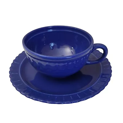 Vintage Taylor Smith Taylor Vistosa Tea Coffee Cup And Saucer Set Cobalt Blue • $8.57