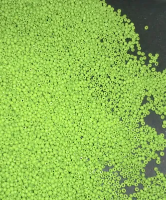 Vintage Opaque Yellow Lime Green Czech Glass Seed Beads 30 Grams 11/0 • $5