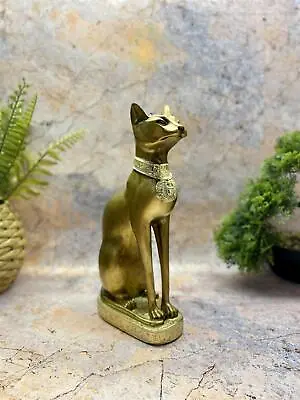 Antique Gold Effect Egyptian Style Bast Cat Figurine Statue Bastet Sculpture • £22.95
