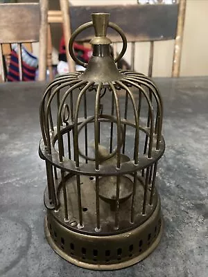 Vintage Brass Birdcage With Hanging Bird 7” • $20