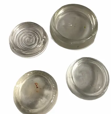 Lot Of 4 Vintage Clear Glass Furniture Coasters One Is 3  & Three Are 2  • $12.53