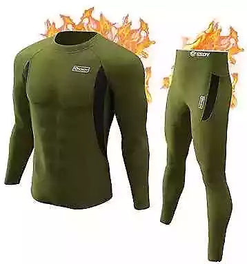  Thermal Underwear Long Johns Set Mens Winter Large Crew Neck-army Green • $33.65