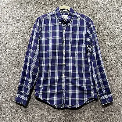 J Crew Shirtings Button Shirt XS Purple Plaid Washed Casual Tailored Long Sleeve • $8.90
